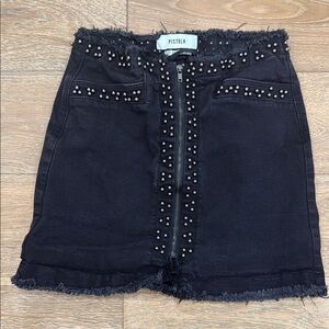 Pistola Black Embellished Mini Skirt for Cocktail Nights